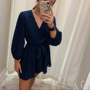 Vestique blue sparkly long-sleeve romper